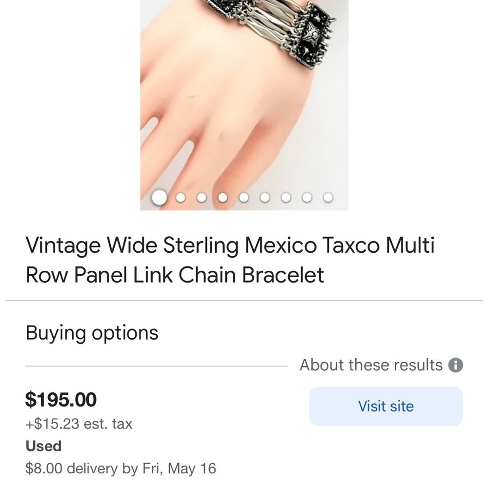 Vintage Taxco Sterling Silver Multi-Row Panel Link Bracelet Unisex - Picture 5 of 8